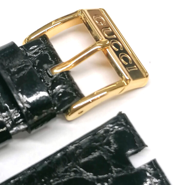 Gucci Cinturino pelle nera stampa cocco, 16mm - immagine 6