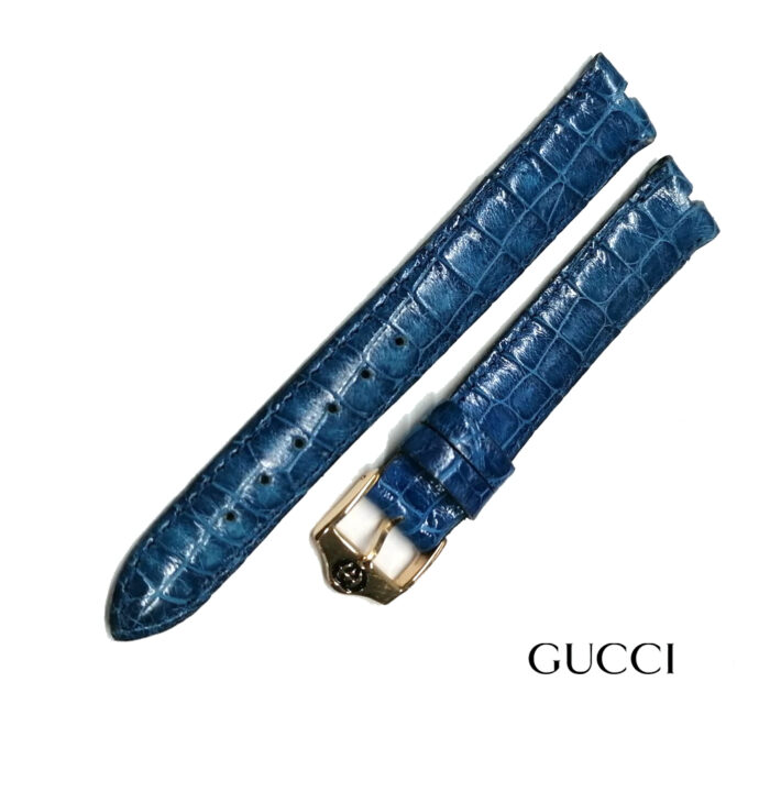 Gucci Cinturino pelle Blue stampa cocco, 16mm