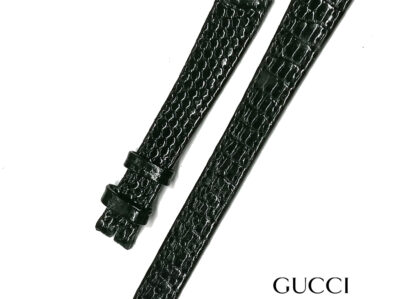 Gucci Cinturino pelle nero stampa lucertola, 13mm