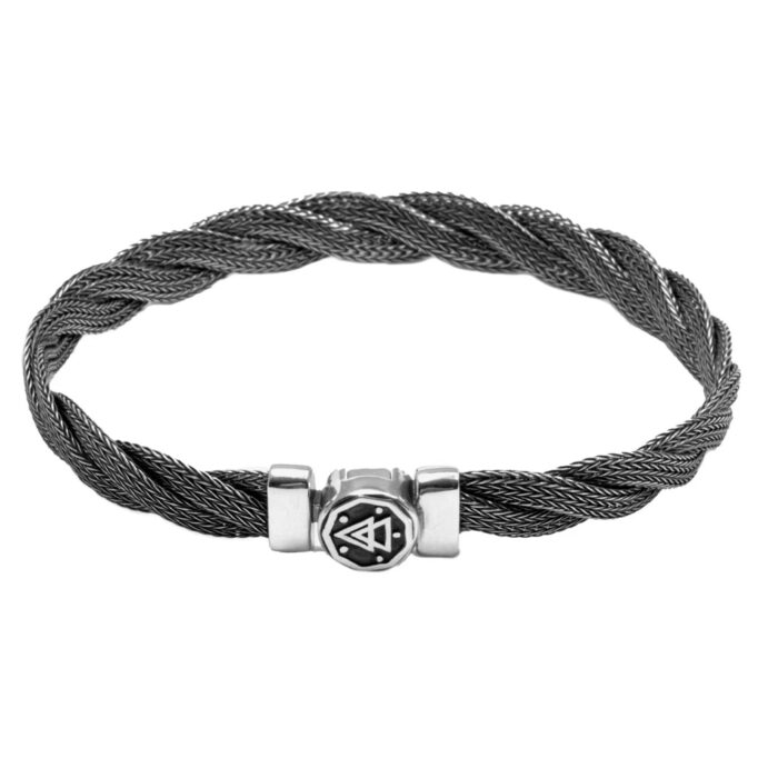NOVE25 Bracciale rigido argento maglia a treccia - immagine 2