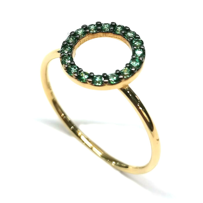 PN Anello green stones oro giallo 18K - immagine 2