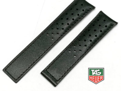 TAGHeuer Cinturino pelle opaco nero traforato, 20mm