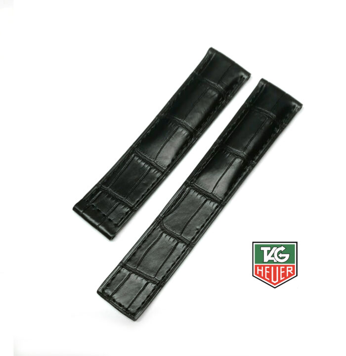 TAGHeuer Cinturino cocco opaco nero, 19.5mm