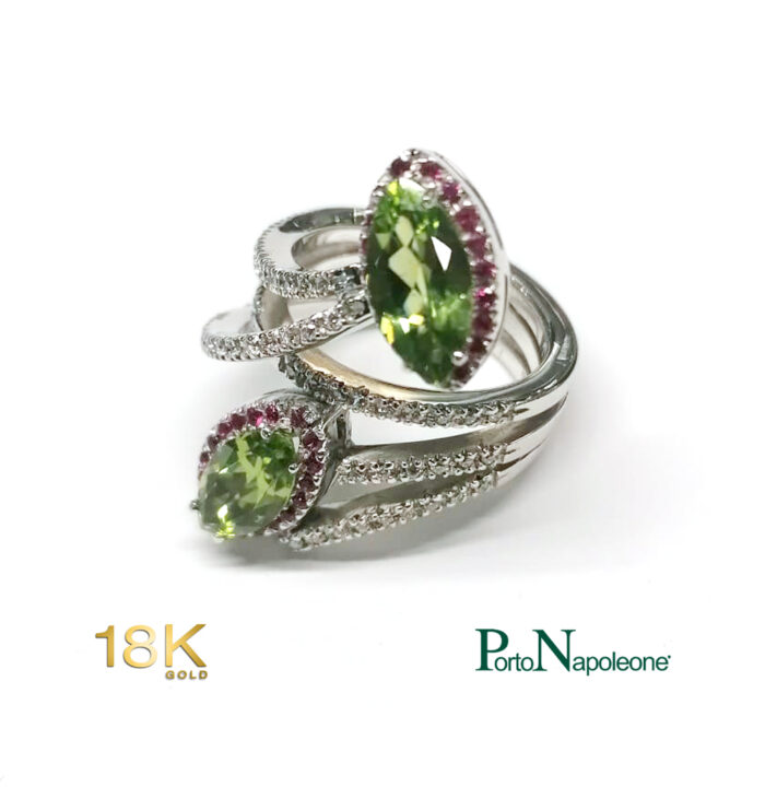 Anello Moi&Toi Oro bianco 18k con Peridoto e Brillanti - immagine 2