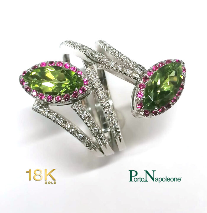 Anello Moi&Toi Oro bianco 18k con Peridoto e Brillanti - immagine 3