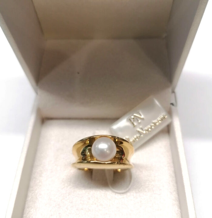Anello Oro giallo 18K con Perla Akoya, 14size - immagine 6