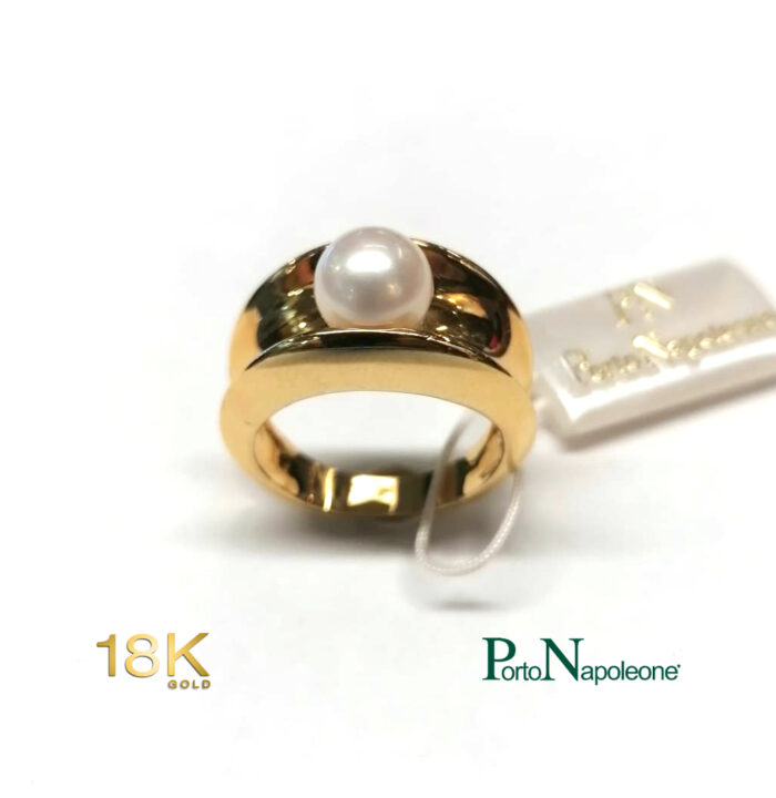 Anello Oro giallo 18K con Perla Akoya, 14size - immagine 2