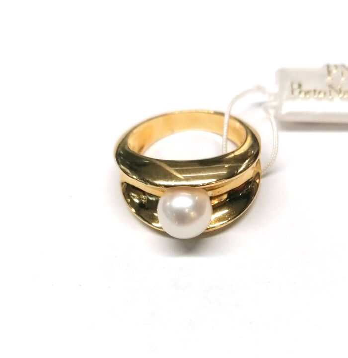 Anello Oro giallo 18K con Perla Akoya, 14size - immagine 4