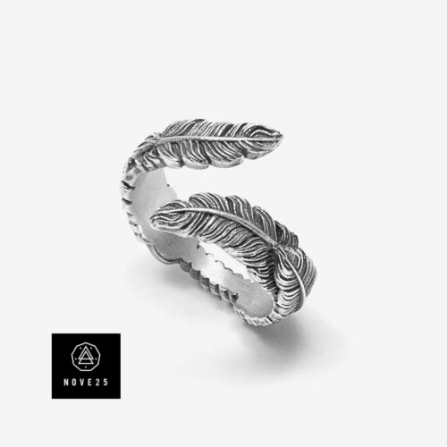NOVE25 Anello piume contrariè argento