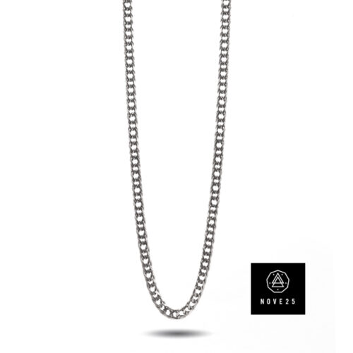 NOVE25 Collana groumette argento brunito, 50cm